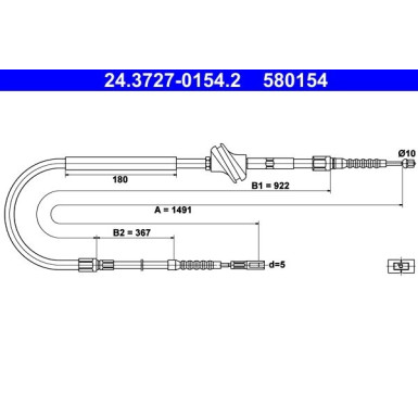 ATE Seilzug, Feststellbremse 24.3727-0154.2 ATE Seilzug, Feststellbremse 24.3727-0154.2