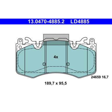 Bremsbelagsatz, Scheibenbremse ATE Ceramic 13.0470-4885.2 Bremsbelagsatz, Scheibenbremse ATE Ceramic 13.0470-4885.2