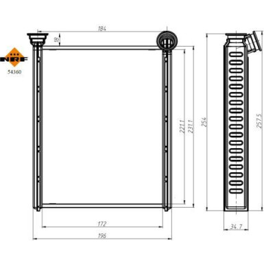 NRF Wärmetauscher, Innenraumheizung mit Rohr EASY FIT 54360
