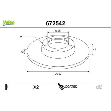 Valeo Bremsscheibe COATED 672542