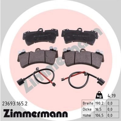 Zimmermann Bremsbelagsatz, Scheibenbremse 23693.165.2