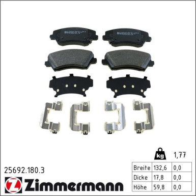 Bremsbelagsatz, Scheibenbremse 25692.180.3 Bremsbelagsatz, Scheibenbremse 25692.180.3