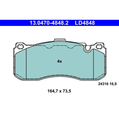 Bremsbelagsatz, Scheibenbremse ATE Ceramic 13.0470-4848.2