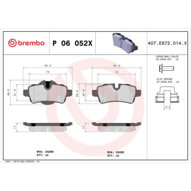 Brembo Bremsbelagsatz, Scheibenbremse XTRA LINE P 06 052X