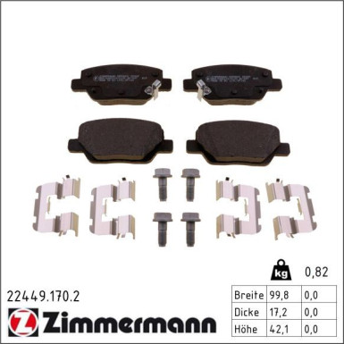 Zimmermann Bremsbelagsatz, Scheibenbremse 22449.170.2 Zimmermann Bremsbelagsatz, Scheibenbremse 22449.170.2