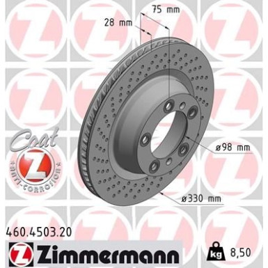 Zimmermann Bremsscheibe Coat Z 460.4503.20