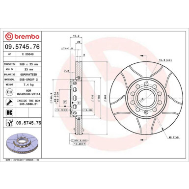 Brembo Bremsscheibe XTRA LINE - Max 09.5745.76 Brembo Bremsscheibe XTRA LINE - Max 09.5745.76