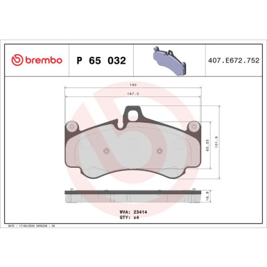 Brembo Bremsbelagsatz, Scheibenbremse PRIME LINE P 65 032
