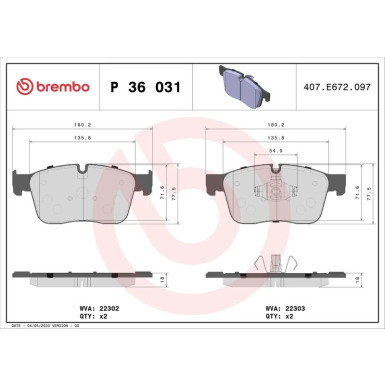 Brembo Bremsbelagsatz, Scheibenbremse PRIME LINE P 36 031