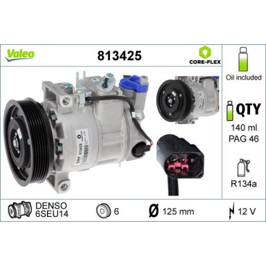 Valeo Kompressor, Klimaanlage VALEO CORE-FLEX 813425