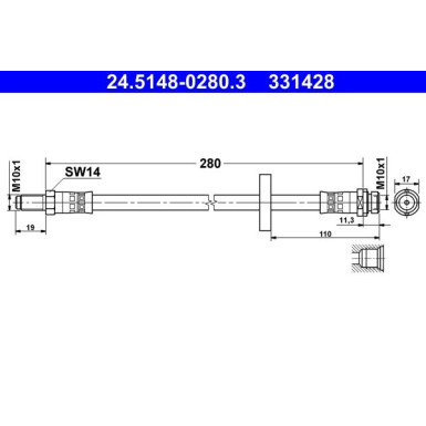 ATE Bremsschlauch 24.5148-0280.3 ATE Bremsschlauch 24.5148-0280.3