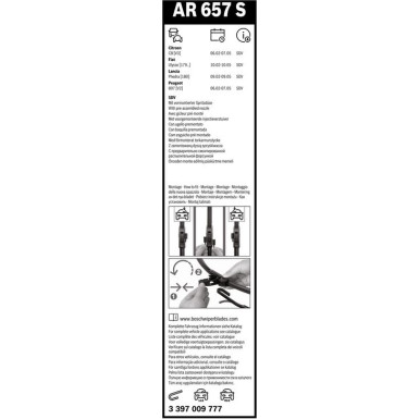 BOSCH AR 657 S Scheibenwischer Aerotwin Retrofit 3 397 009 777 BOSCH AR 657 S Scheibenwischer Aerotwin Retrofit 3 397 009 777