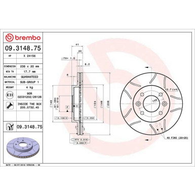 Brembo Bremsscheibe XTRA LINE - Max 09.3148.75 Brembo Bremsscheibe XTRA LINE - Max 09.3148.75
