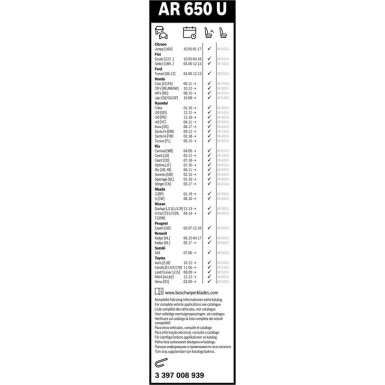 BOSCH AR 650 U Scheibenwischer Aerotwin Retro 3 397 008 939 BOSCH AR 650 U Scheibenwischer Aerotwin Retro 3 397 008 939