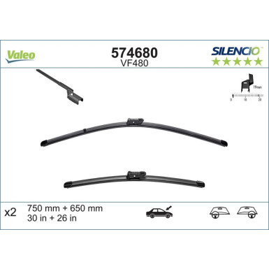 Valeo Wischblatt Scheibenwischer SILENCIO FLAT BLADE SET 574680