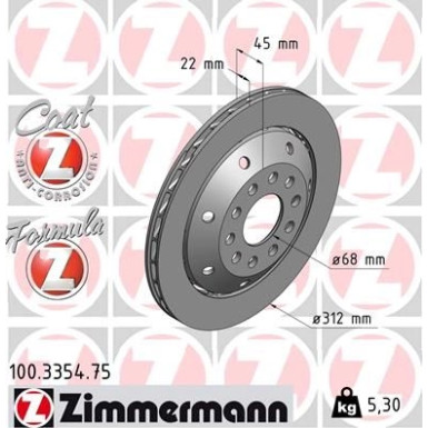 Zimmermann Bremsscheibe Formula Z 100.3354.75 Zimmermann Bremsscheibe Formula Z 100.3354.75