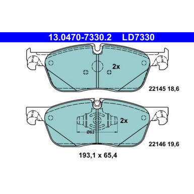Bremsbelagsatz, Scheibenbremse ATE Ceramic 13.0470-7330.2 Bremsbelagsatz, Scheibenbremse ATE Ceramic 13.0470-7330.2