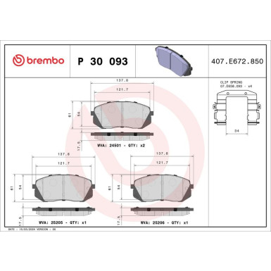 Brembo Bremsbelagsatz, Scheibenbremse PRIME LINE P 30 093 Brembo Bremsbelagsatz, Scheibenbremse PRIME LINE P 30 093