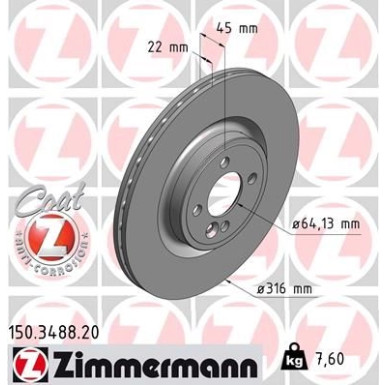 Zimmermann Bremsscheibe Coat Z 150.3488.20