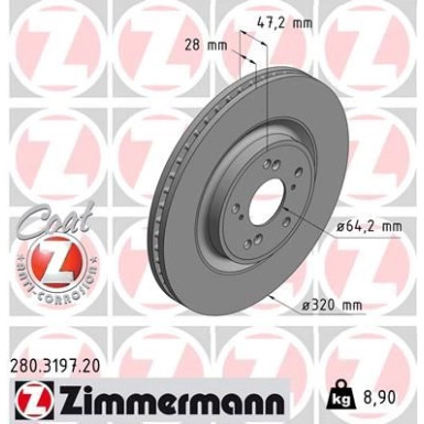 Zimmermann Bremsscheibe Coat Z 280.3197.20 Zimmermann Bremsscheibe Coat Z 280.3197.20