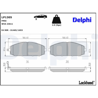 Delphi Bremsbelagsatz, Scheibenbremse LP1305