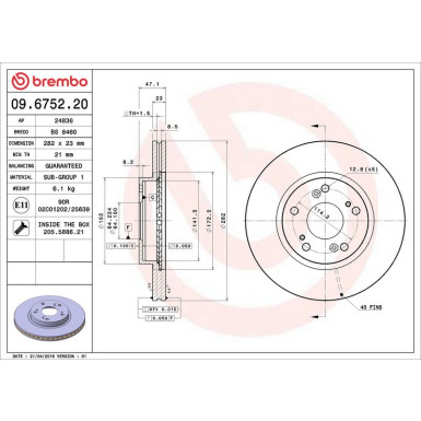 Brembo Bremsscheibe PRIME LINE 09.6752.20