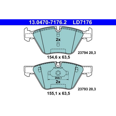 Bremsbelagsatz, Scheibenbremse ATE Ceramic 13.0470-7176.2 Bremsbelagsatz, Scheibenbremse ATE Ceramic 13.0470-7176.2