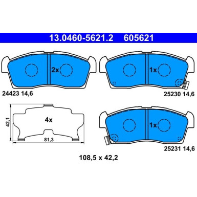 ATE Bremsbelagsatz, Scheibenbremse 13.0460-5621.2 ATE Bremsbelagsatz, Scheibenbremse 13.0460-5621.2