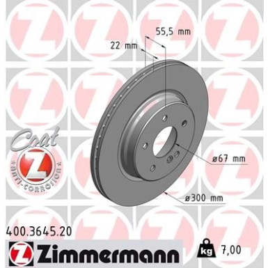 Zimmermann Bremsscheibe Coat Z 400.3645.20