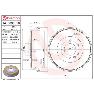 Brembo Bremstrommel ESSENTIAL LINE 14.D633.10