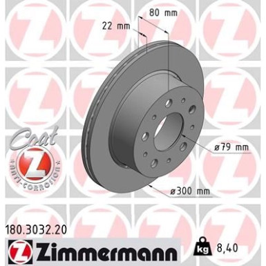 Zimmermann Bremsscheibe Coat Z 180.3032.20