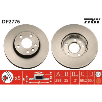 TRW Bremsscheibe DF2776 TRW Bremsscheibe DF2776