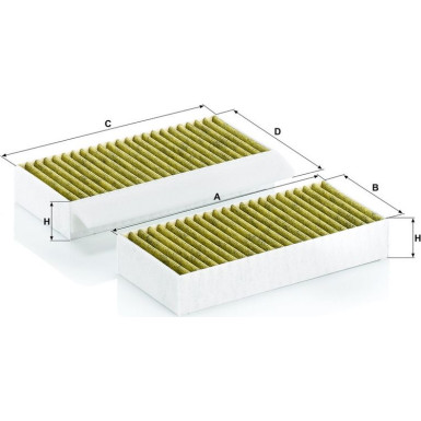 MANN-FILTER FP 26 028-2 Innenraumfilter FreciousPlus Aktivkohlefilter mit Polyphenol, antibakteriell, Feinstaubfilter (PM 2.5)