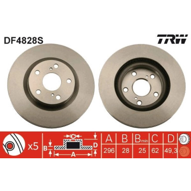 Bremsscheibe TRW SINGLE DF4828S