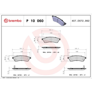 Brembo Bremsbelagsatz, Scheibenbremse PRIME LINE P 10 060
