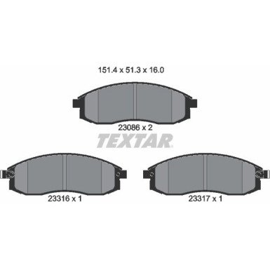 Textar Bremsbelagsatz, Scheibenbremse 2308602