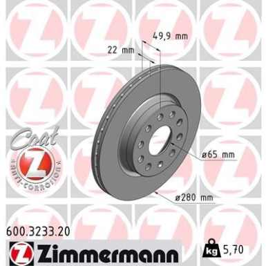Zimmermann Bremsscheiben belüftet Ø280+ Bremsbeläge Vorne für PR.Nr. 1ZF 1ZM (600.3233.20 + 23131.195.1) Zimmermann Bremsscheiben belüftet Ø280+ Bremsbeläge Vorne für PR.Nr. 1ZF 1ZM (600.3233.20 + 23131.195.1)