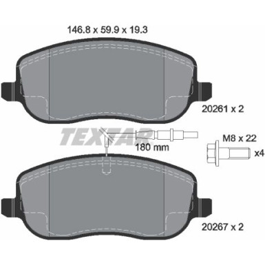 Textar Bremsbelagsatz, Scheibenbremse Q+ 2026101 Textar Bremsbelagsatz, Scheibenbremse Q+ 2026101
