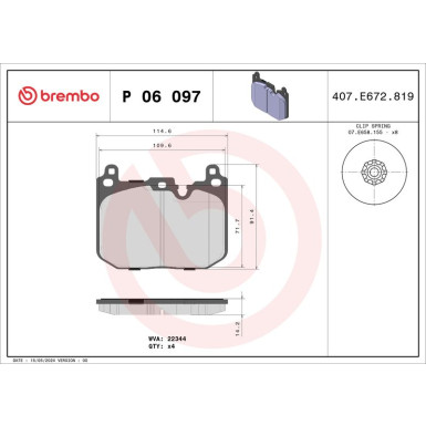 Brembo Bremsbelagsatz, Scheibenbremse PRIME LINE P 06 097
