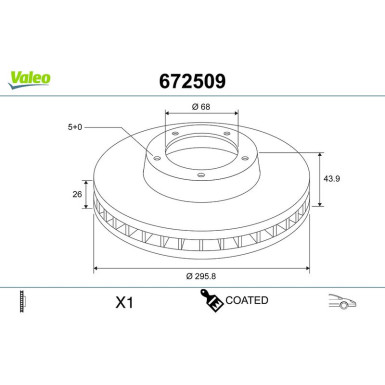 Valeo Bremsscheibe COATED 672509