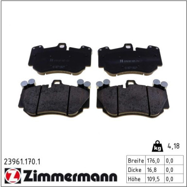 Zimmermann Bremsbelagsatz, Scheibenbremse 23961.170.1 Zimmermann Bremsbelagsatz, Scheibenbremse 23961.170.1