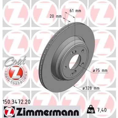 Zimmermann Bremsscheibe Coat Z 150.3472.20 Zimmermann Bremsscheibe Coat Z 150.3472.20