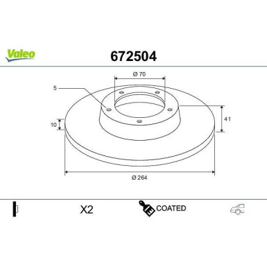 Valeo Bremsscheibe COATED 672504