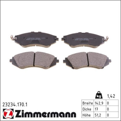Zimmermann Bremsbelagsatz, Scheibenbremse 23234.170.1 Zimmermann Bremsbelagsatz, Scheibenbremse 23234.170.1