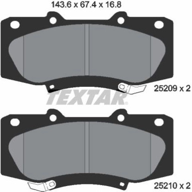 Textar Bremsbelagsatz, Scheibenbremse 2520901 Textar Bremsbelagsatz, Scheibenbremse 2520901