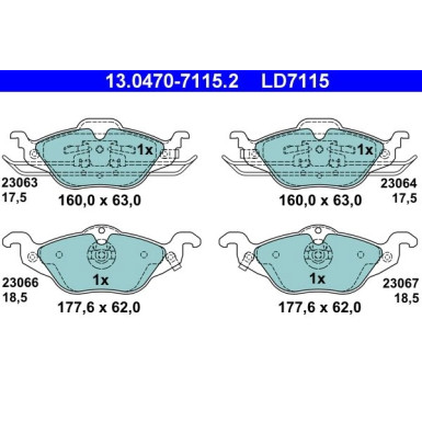 Bremsbelagsatz, Scheibenbremse ATE Ceramic 13.0470-7115.2 Bremsbelagsatz, Scheibenbremse ATE Ceramic 13.0470-7115.2