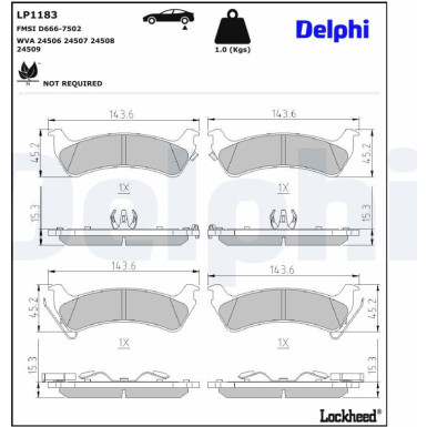 Delphi Bremsbelagsatz, Scheibenbremse LP1183