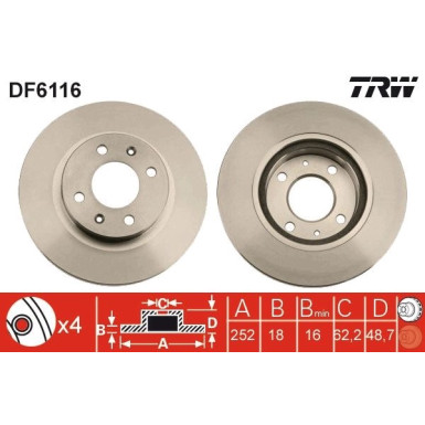 TRW Bremsscheibe DF6116 TRW Bremsscheibe DF6116