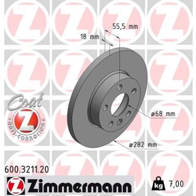 Zimmermann Bremsscheibe Coat Z 600.3211.20