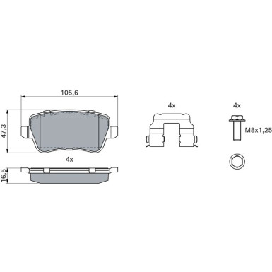 BOSCH Bremsbelagsatz, Scheibenbremse 0 986 494 125 BOSCH Bremsbelagsatz, Scheibenbremse 0 986 494 125
